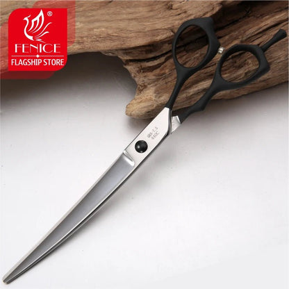 Fenice 7.5/8.0/ 9.0 inch Professional Pet Grooming Scissors Safety Dog Shears Hair Cutting Curved Scissors with Comb - FENICE TOTEM