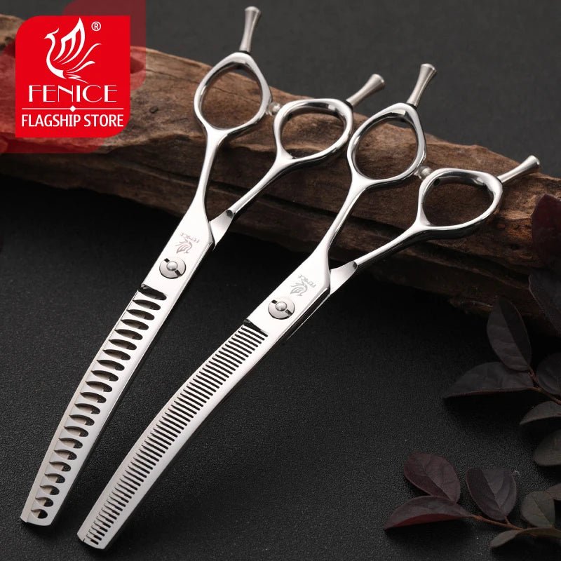 Fenice Professional Dog Grooming Shears Curved Thinning Scissors for Dog Face QW - 7XXXT - FENICE TOTEM