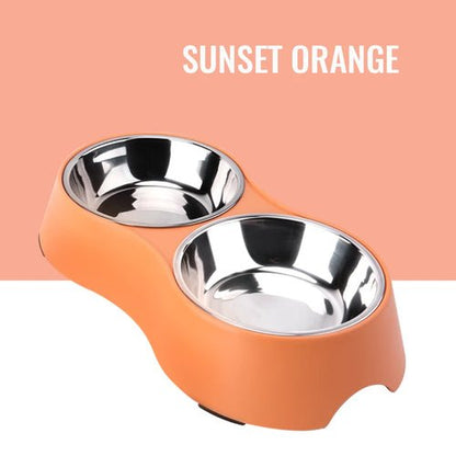 Fenice Pet Double Bowls Dog Food Water Stainless Steel Cat Drinking Dish Feeder Pet Puppy Supplies Small Dogs Cats Feeding Bowls - FENICE TOTEM