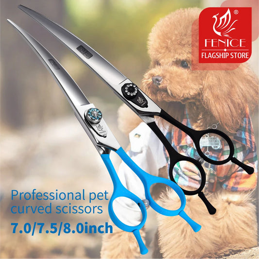 Fenice Professional Pet Grooming Scissors Up&Down Dogs Curved Scissors Shears 7/7.5/8.0inch tesoura cachorro