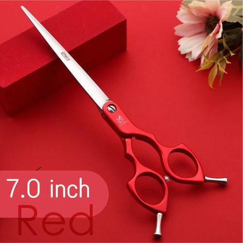 Fenice Jp440c Colorful 6.5 7.0 Inch Stainless Steel Pet Cutting Straight Scissors for Dog Grooming Dog Hair Scissors Cutter - FENICE TOTEM