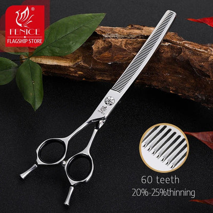 Fenice 7 inch left hand pet dog grooming scissors dog scissors curved chunker&thinning scissors shears for pet supplies - FENICE TOTEM