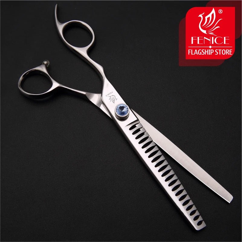 Professional Japan440C 7.0/7.5 pet dog grooming scissors thinning shears left - hand use thinning rate 75% - FENICE TOTEM