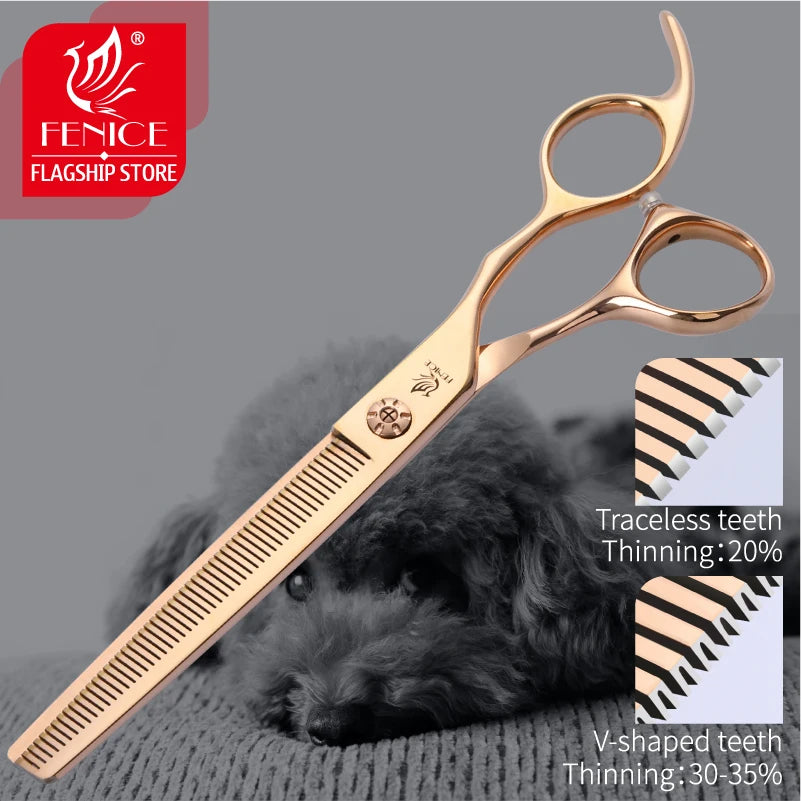 Fenice 6.5/7.0 inch Professional Pet Dog Grooming Scissors Dog Thinning Scissors Shears Animals Haircut Tools