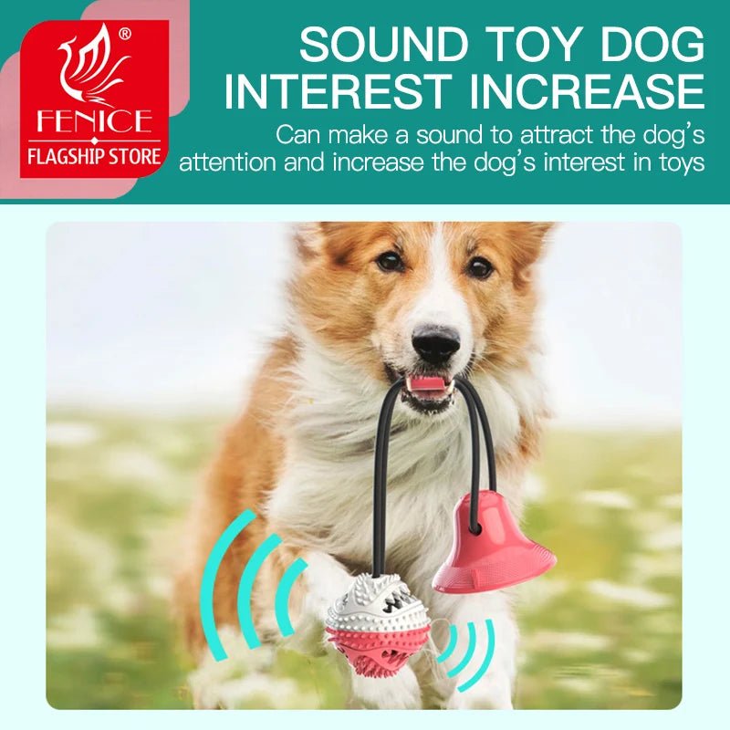 Fenice Dog Toys Pet Puppy Interactive Suction Cup Push TPR Ball Toys Molar Bite Toy Elastic Ropes Dog Tooth Cleaning Chewing - FENICE TOTEM