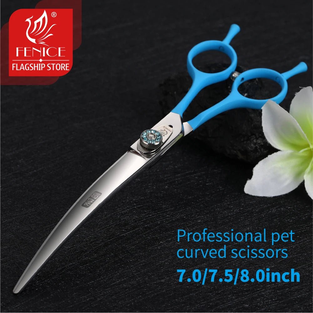 Fenice 7.0/7.5/8.0 inch Professional Pet Grooming Scissors Japan 440C Curved Puppy Dog Hair Cuttinf Shear - FENICE TOTEM