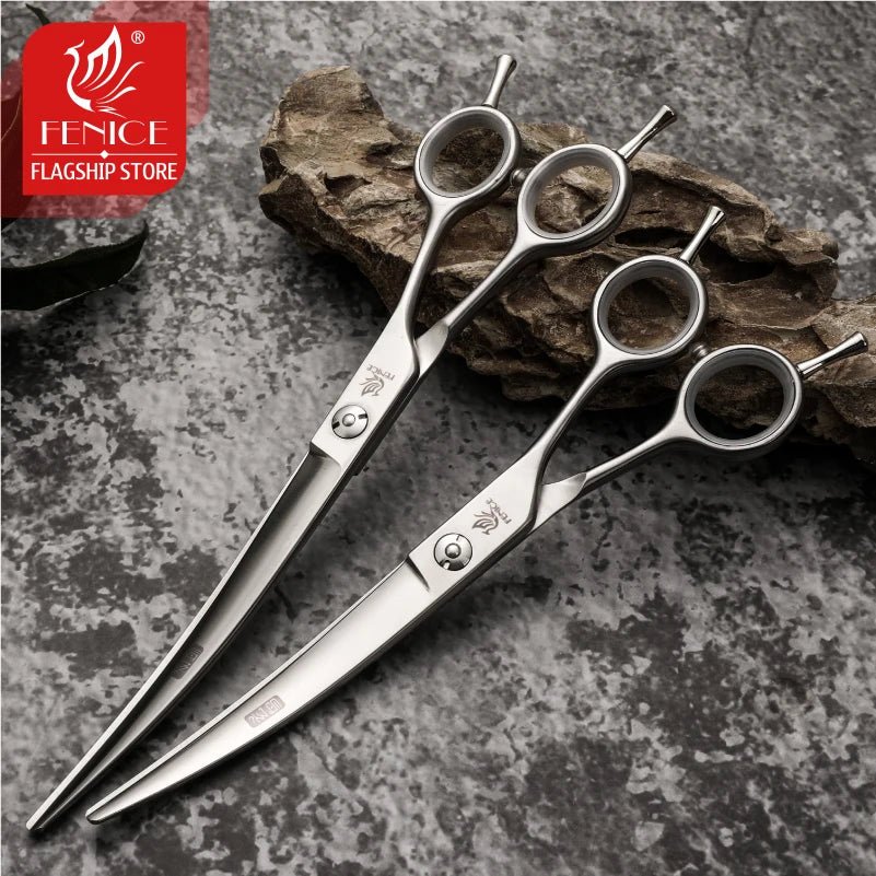 Fenice professional 7/7.5 inch curved dog scissors pet trimming scissors for dog grooming shears makas tijeras - FENICE TOTEM