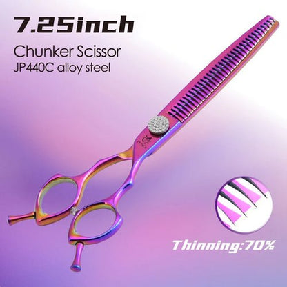 Fenice Grooming Scissors Diamond Screw 7.25 Inch Professional Curved Chunker Scissors Thinner Shears for Pet Beautician Tesoura - FENICE TOTEM