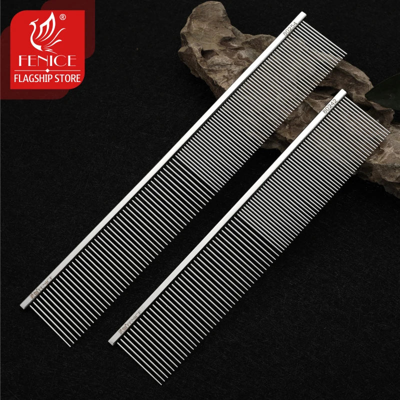 Fenice Professional Anti - Corrosion Grooming Comb For Dogs Cats Tapered Stainless Steel Pins Pet Grooming Supplies - FENICE TOTEM