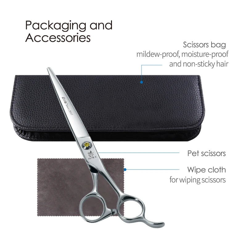 Fenice Professional Pet Scissors Straight&Thinning&Curved Grooming Shears Tool Dog Scissors Grooming - FENICE TOTEM