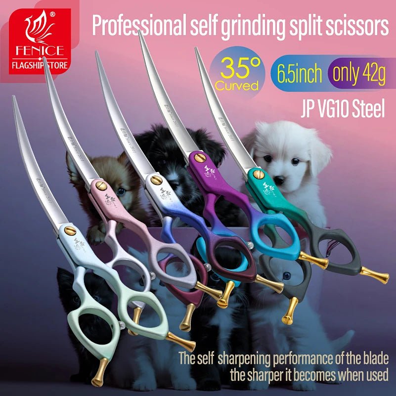 Fenice Professional JP VG10 Right&Left Hand 6.5Inch Curved 35° Grooming Scissors FZM - XXC - FENICE TOTEM