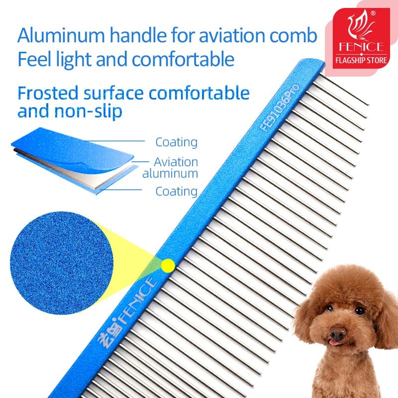 Fenice Moon Style Comb Pet Grooming Single Comb Aluminum Metal Comb for Dogs Stainless Steel Pet Dog Cat Pin Comb Hair Brush - FENICE TOTEM