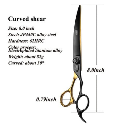 Fenice JP440C Steel 6.5/7/7.5/ 8 Inch Professional Pet Dogs Grooming Scissors Set Straight Curved Thinning Shear Scissors - FENICE TOTEM