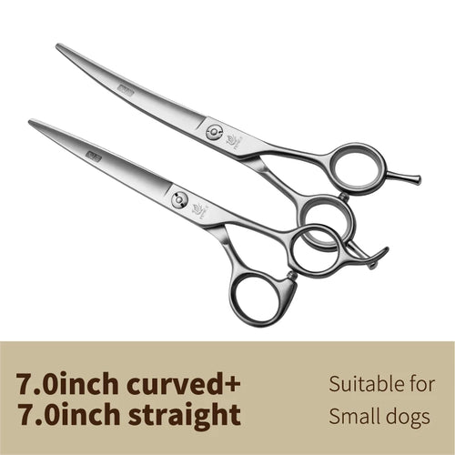 Fenice 6.5/7.0/7.5/8.0 Pet Grooming Scissors Set Dog Hair Cutting Shears Cutting Thinning Curved Scissor Kit