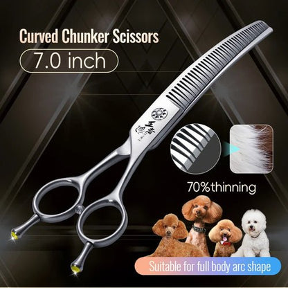 Fenice Professional Dog Grooming Shears Curved Thinning Scissors for Dog Face QW - 7XXXT - FENICE TOTEM