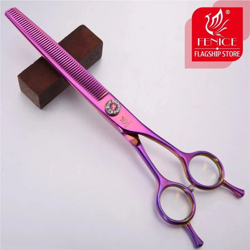 Fenice Professional JP440C Steel 7.0 inch Dog Grooming Scissors for Dog Cutting Thinning Scissors Shears Thinning 25% - FENICE TOTEM