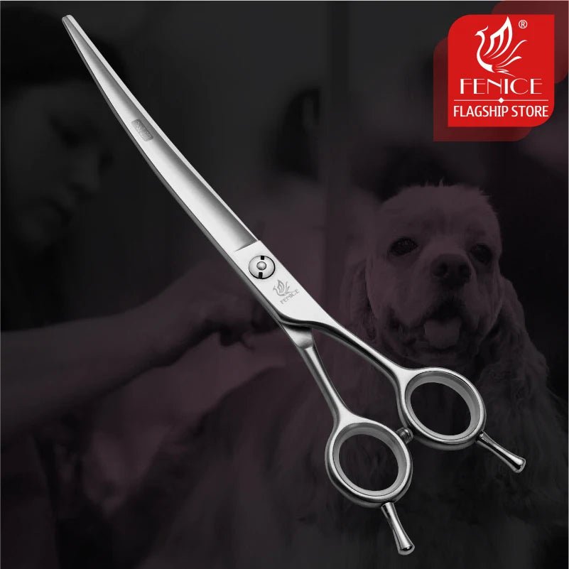 Fenice professional 7/7.5 inch curved dog scissors pet trimming scissors for dog grooming shears makas tijeras - FENICE TOTEM