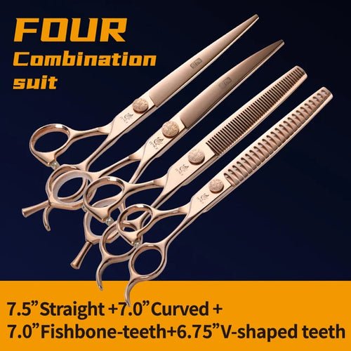 Fenice JP440C Steel 6.5/6.75/7/7.25/7.5 inch Pet Dogs Grooming Scissors Set Straight Curved Thinning Shear Scissors For Dogs - FENICE TOTEM