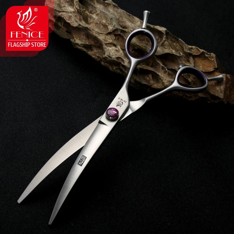 Fenice JP440C 7/8 Inch Professional Pet Dogs Grooming Scissors Straight Curved Thinning Chunker Shear Scissors Set For Dogs - FENICE TOTEM