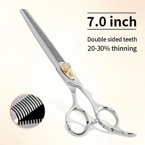 Fenice 7.0 inch Professional Double Teeth Scissors for Pet Dog Grooming Thinner Chunker Thinning Rate 20 - 30% JP440C - FENICE TOTEM