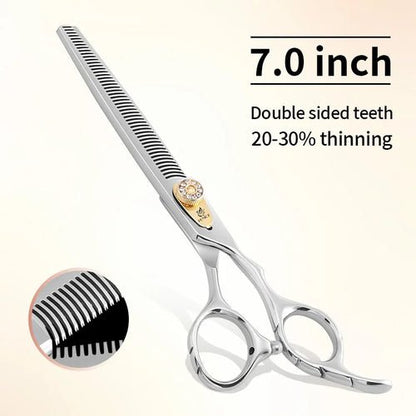 Fenice 7.0 inch Professional Double Teeth Scissors for Pet Dog Grooming Thinner Chunker Thinning Rate 20 - 30% JP440C - FENICE TOTEM