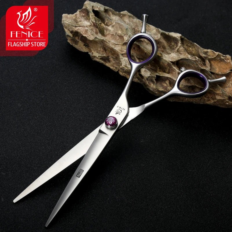 Fenice JP440C 7/8 Inch Professional Pet Dogs Grooming Scissors Straight Curved Thinning Chunker Shear Scissors Set For Dogs - FENICE TOTEM