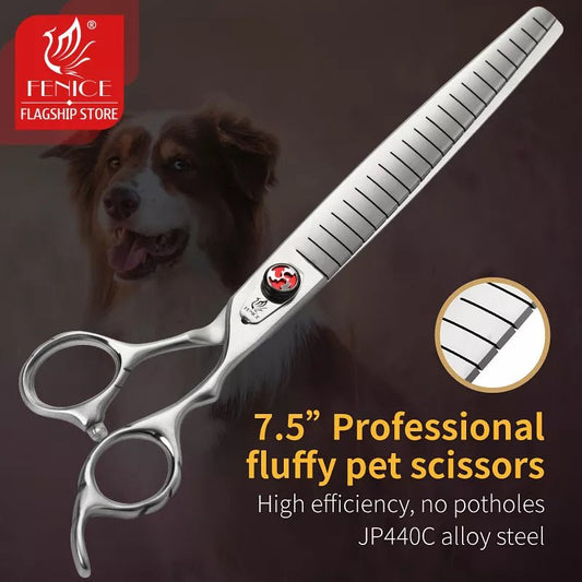 Fenice Professional JP440C 7.5 inch Pet Fluffy Thinning Grooming Scissors Dog Scissors Thinner Shears Rate 80% - FENICE TOTEM