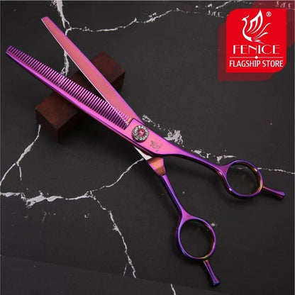 Fenice Professional JP440C Steel 7.0 inch Dog Grooming Scissors for Dog Cutting Thinning Scissors Shears Thinning 25% - FENICE TOTEM