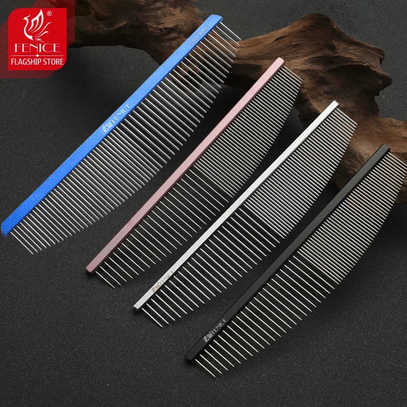 Fenice Moon Style Comb Pet Grooming Single Comb Aluminum Metal Comb for Dogs Stainless Steel Pet Dog Cat Pin Comb Hair Brush - FENICE TOTEM