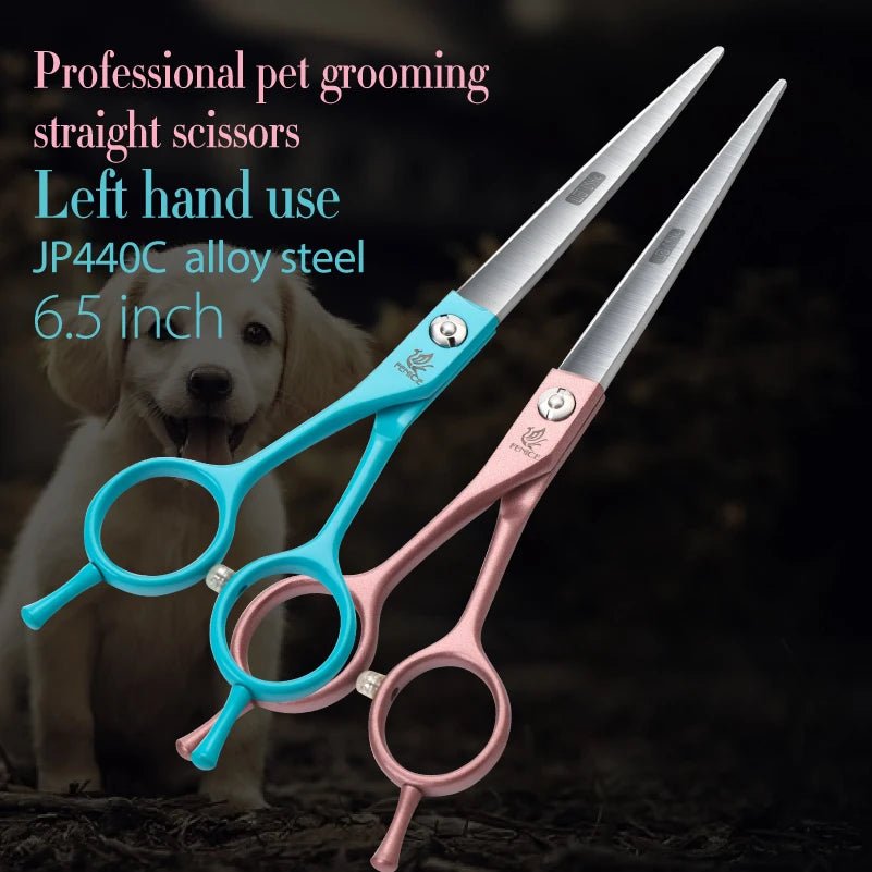 Fenice Professional Left Hand 6.5 Inch Curved&Straight Pet Dog Grooming Scissors Shears Pet Trimming Scissors Dogs Products - FENICE TOTEM