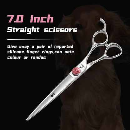 Fenice Professional 6/6.75/7/7.5 Inch Pet Scissors For Dog Grooming Straight&Thinner&Curved&Chunker Grooming Shears Tool Set - FENICE TOTEM