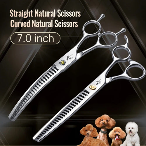 Fenice 7 Inch 3D Gradient Traceless 34 Teeth VG10 Steel Pet Scissors Dog Grooming Chunker Scissors Bearing Screws Thinning 70%