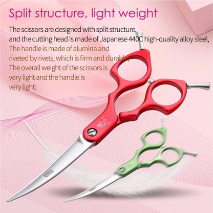 Fenice Professional Curved Grooming Scissors for Dogs Cats FEMD - 60C - FENICE TOTEM