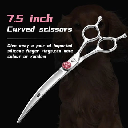 Fenice Professional 6/6.75/7/7.5 Inch Pet Scissors For Dog Grooming Straight&Thinner&Curved&Chunker Grooming Shears Tool Set - FENICE TOTEM