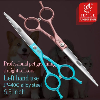 Fenice Professional Left Hand 6.5 Inch Curved&Straight Pet Dog Grooming Scissors Shears Pet Trimming Scissors Dogs Products - FENICE TOTEM