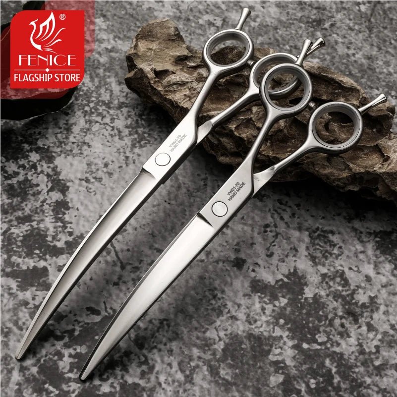 Fenice professional 7/7.5 inch curved dog scissors pet trimming scissors for dog grooming shears makas tijeras - FENICE TOTEM