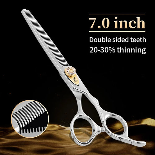 Fenice 7.0 inch Double Teeth Pet Thinning Scissors Professional Dog Pet Grooming Scissors Animals Haircut Thinning 20-30%