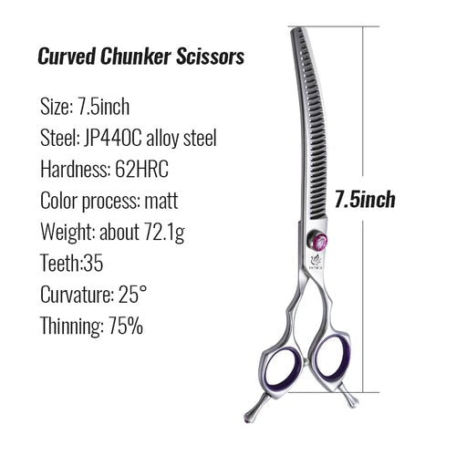 Fenice JP440C 7/8 Inch Professional Pet Dogs Grooming Scissors Straight Curved Thinning Chunker Shear Scissors Set For Dogs - FENICE TOTEM