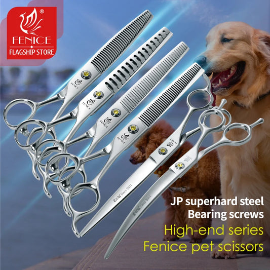 Fenice Professional Pet Scissors Straight&Thinning&Curved Grooming Shears Tool Dog Scissors Grooming