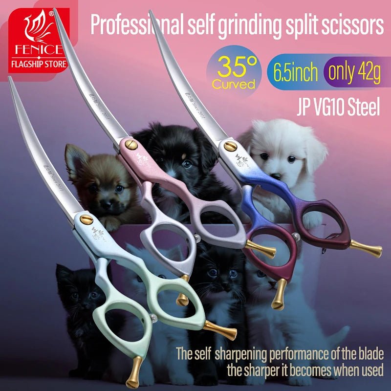 Fenice Professional JP VG10 Right&Left Hand 6.5Inch Curved 35° Grooming Scissors FZM - XXC - FENICE TOTEM