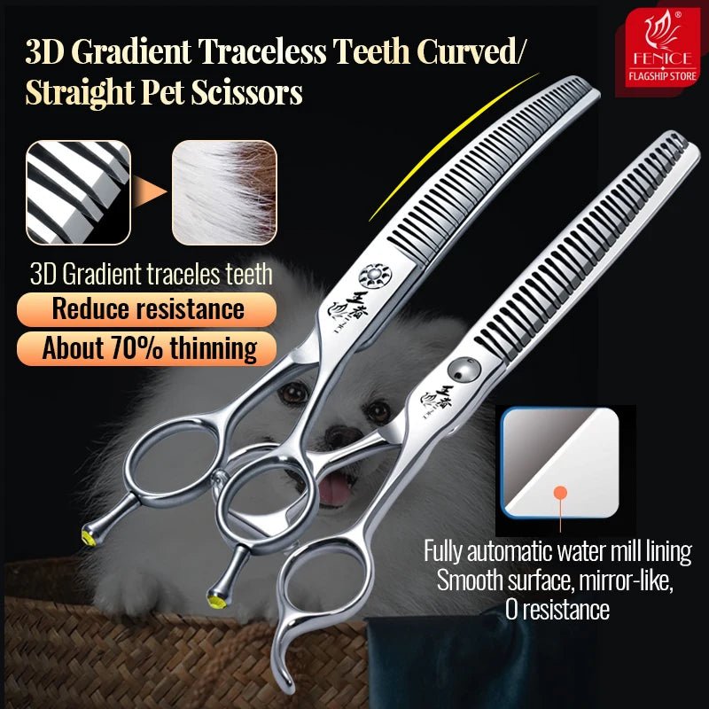 Fenice VG10 Steel 7Inch 3D Gradient Traceless Dog Grooming Scissors WZWZR - 3D - FENICE TOTEM