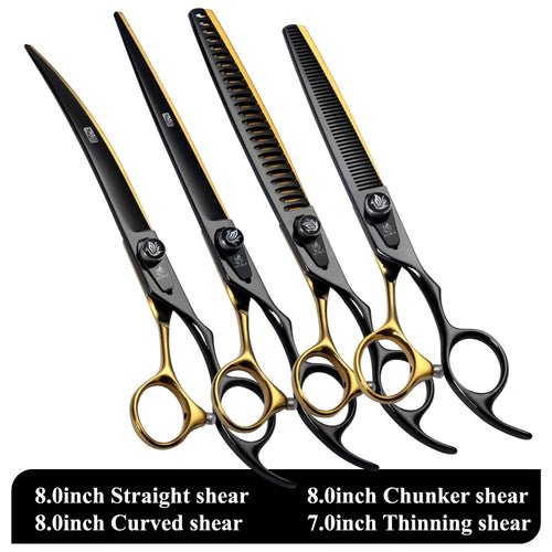 Fenice JP440C Steel 6.5/7/7.5/ 8 Inch Professional Pet Dogs Grooming Scissors Set Straight Curved Thinning Shear Scissors - FENICE TOTEM