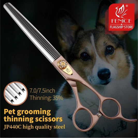 Fenice Professional 7/7.5 inch pet dog grooming scissors thinning shears tijeras tesoura thinning rate 35% - FENICE TOTEM