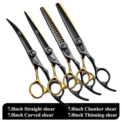 Fenice JP440C Steel 6.5/7/7.5/ 8 Inch Professional Pet Dogs Grooming Scissors Set Straight Curved Thinning Shear Scissors - FENICE TOTEM