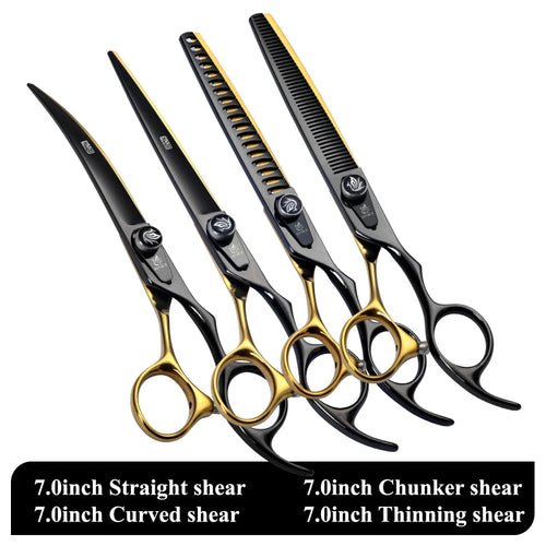 Fenice JP440C Steel 6.5/7/7.5/ 8 Inch Professional Pet Dogs Grooming Scissors Set Straight Curved Thinning Shear Scissors - FENICE TOTEM