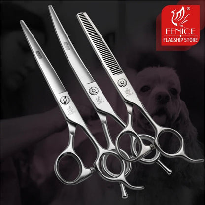 Fenice 7.0 7.5 8.0 inch professional dog cutting grooming pet scissors for dog straight grooming shears tijeras tesoura - FENICE TOTEM