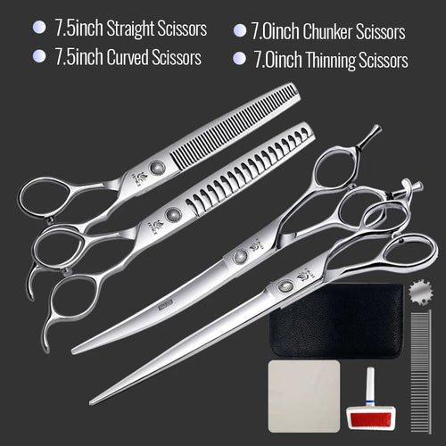 Fenice 6//6.5/7/7.5 Inch Professional Pet Dogs Grooming Scissors Set Straight&Curved &Thinner&Chunker Shear Scissors - FENICE TOTEM