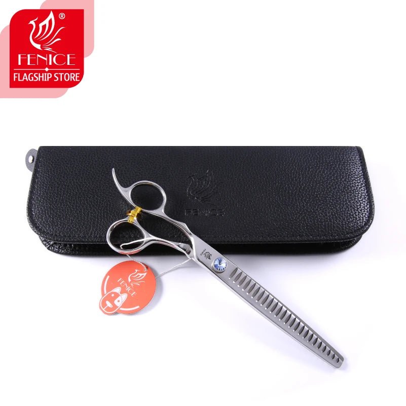 Professional Japan440C 7.0/7.5 pet dog grooming scissors thinning shears left - hand use thinning rate 75% - FENICE TOTEM