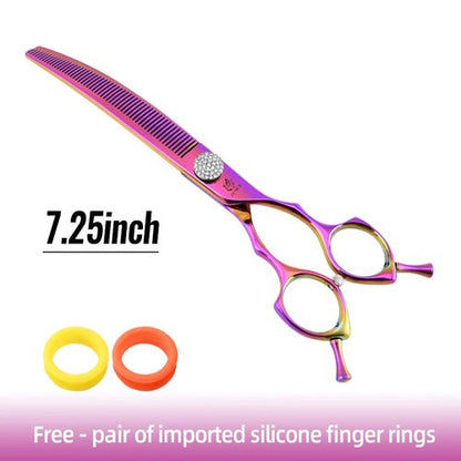 Fenice Grooming Scissors Diamond Screw 7.25 Inch Professional Curved Chunker Scissors Thinner Shears for Pet Beautician Tesoura - FENICE TOTEM