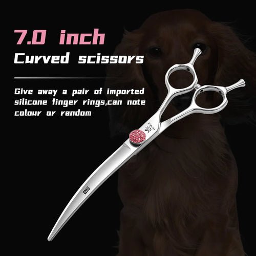 Fenice Professional 6/6.75/7/7.5 Inch Pet Scissors For Dog Grooming Straight&Thinner&Curved&Chunker Grooming Shears Tool Set - FENICE TOTEM